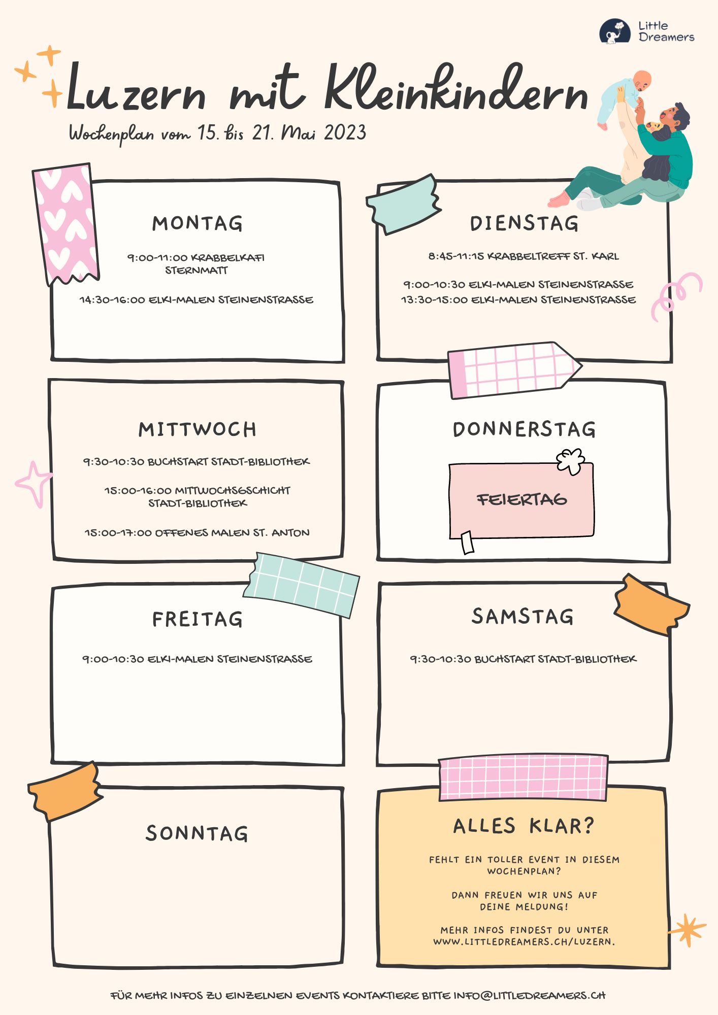 Erster Little-Dreamers-Wochenplan vom Mai 2023